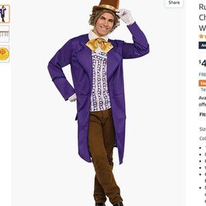 Men's Willy Wonka and the Chocolate Factory Deluxe Willy Wonka Costume Halloween